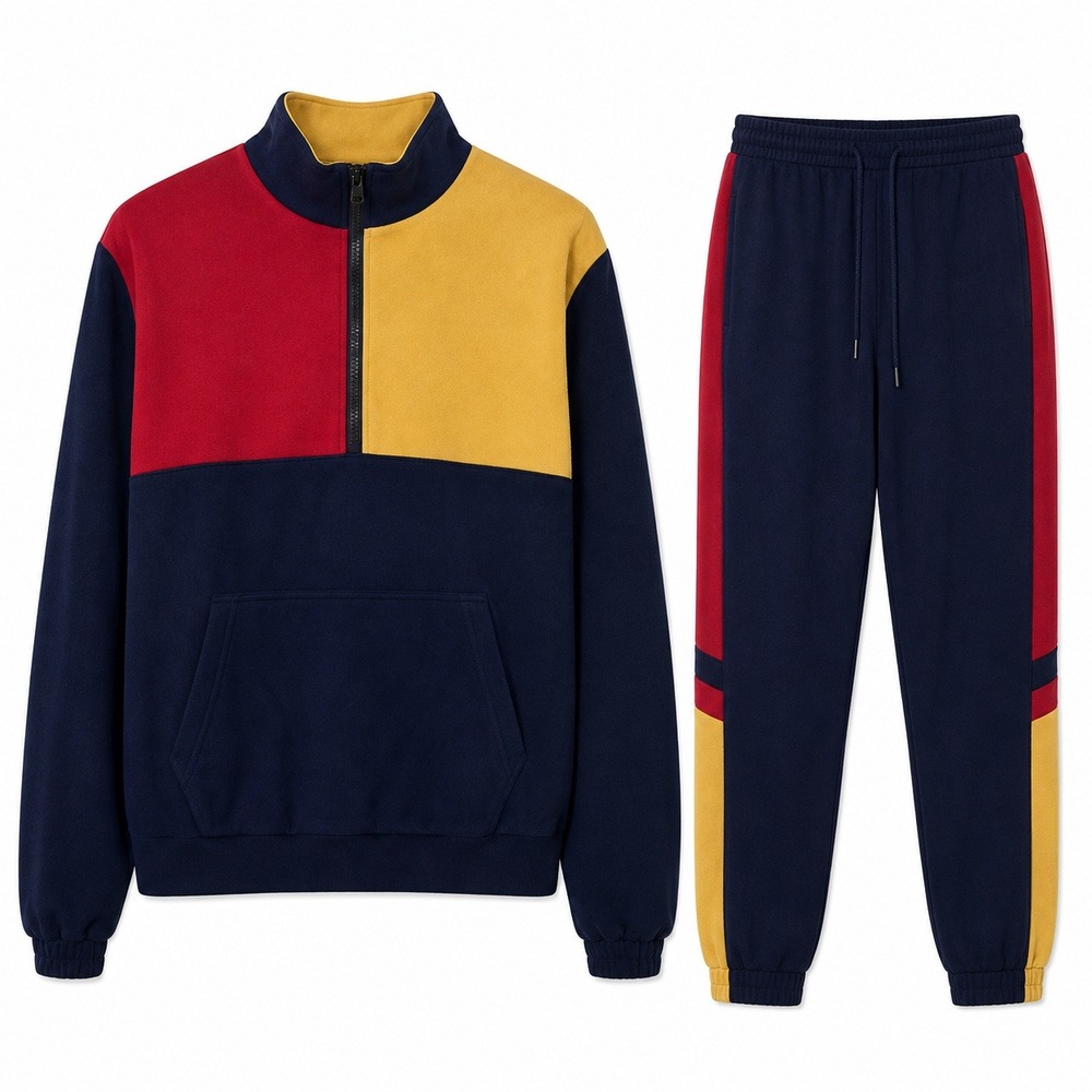 Forever 21 Sweatsuit Mens Large Fleece Colorblock Two Piece Vintage Y2K Style